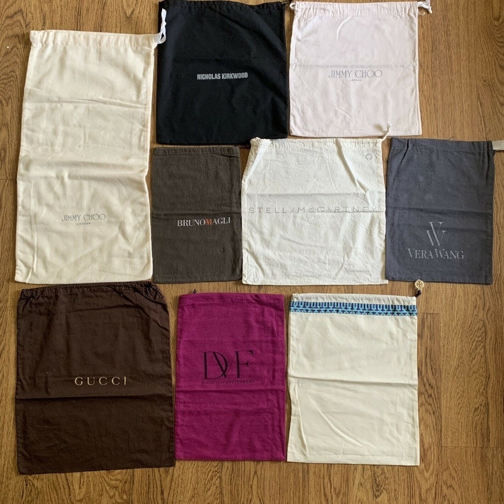 9 Designer Dust Bags ONLY Gucci Jimmy Choo